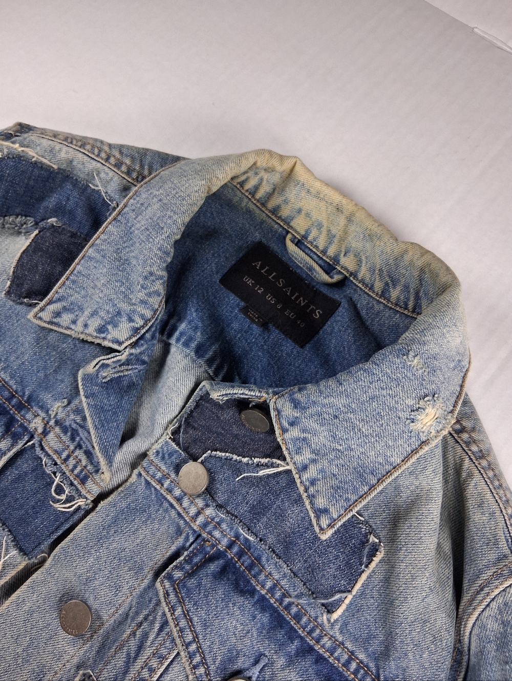 Allsaints Y2K Distressed Jean Jacket Womens Size U.S-8 - Picture 5 of 16